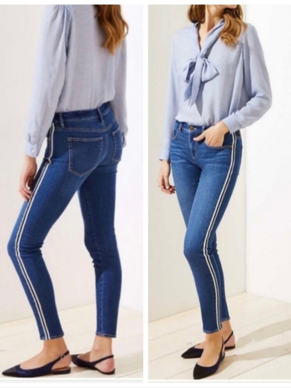 LOFT Modern Skinny Side Stripe Slim Pocket Jeans Women's 26/2 Medium Wash